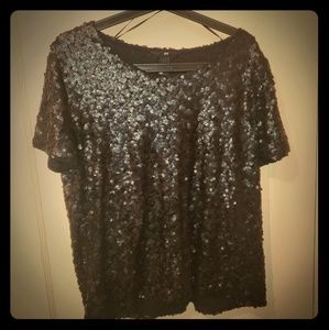 Crop top shirt w/ free matching Sequin tam.